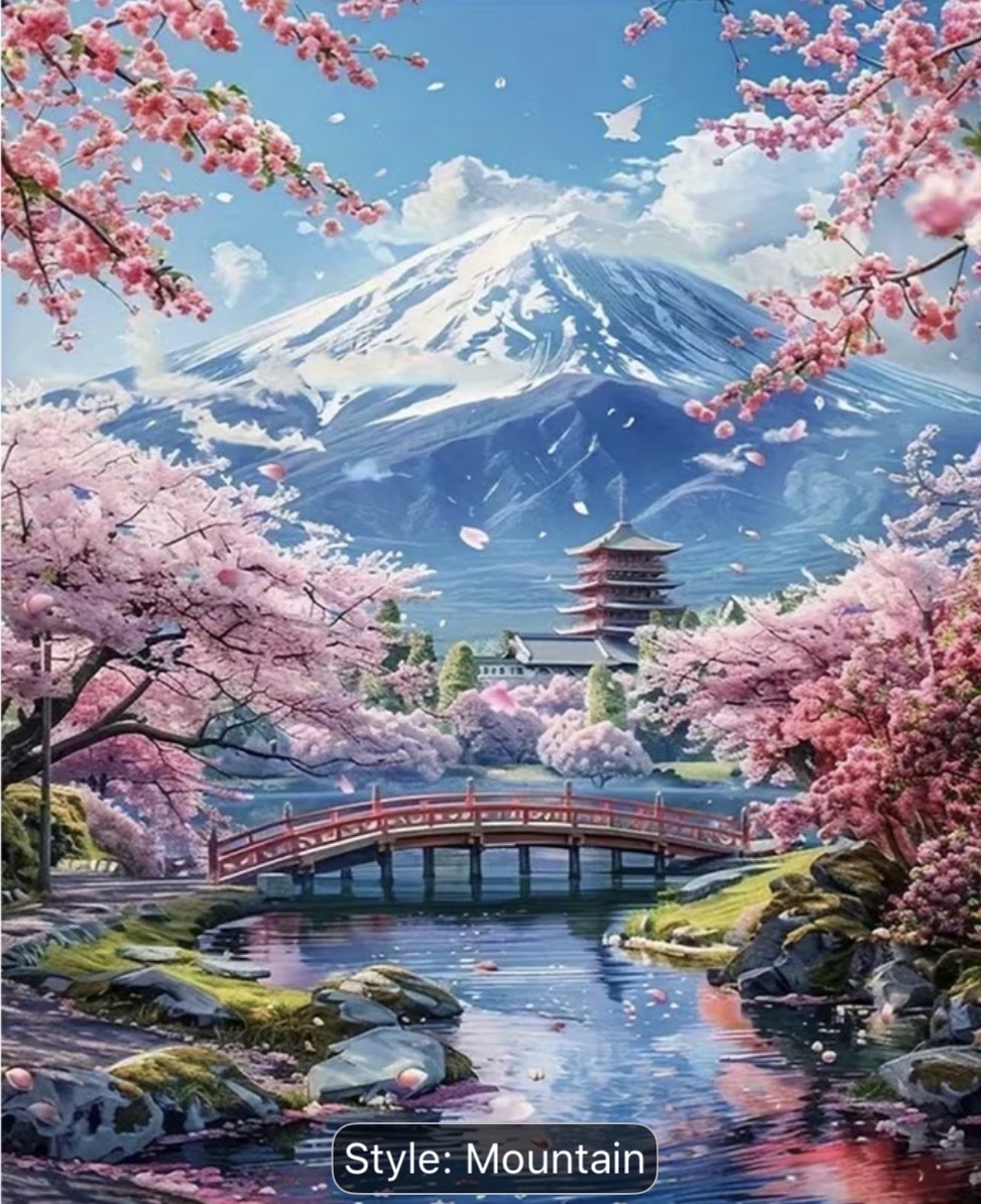 نقاشی با اعداد طرح کوه فوجی سایز 50*40