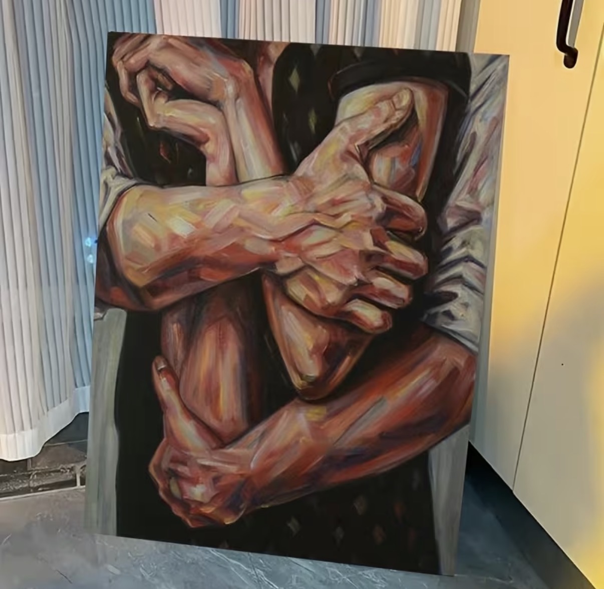 نقاشی با اعداد طرح دستهای انتزاعی سایز 50*40