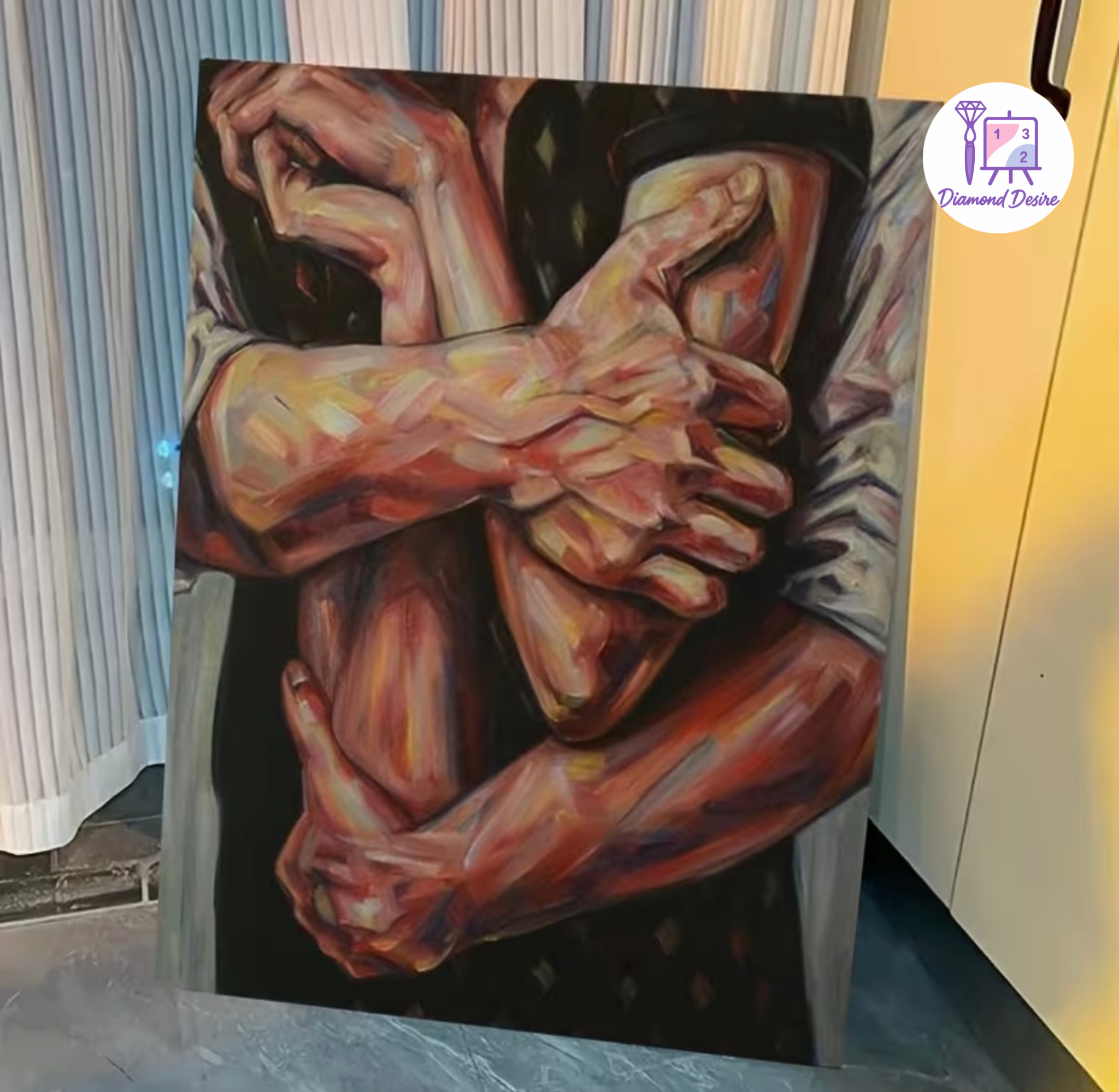 نقاشی با اعداد طرح دستهای انتزاعی سایز 50*40