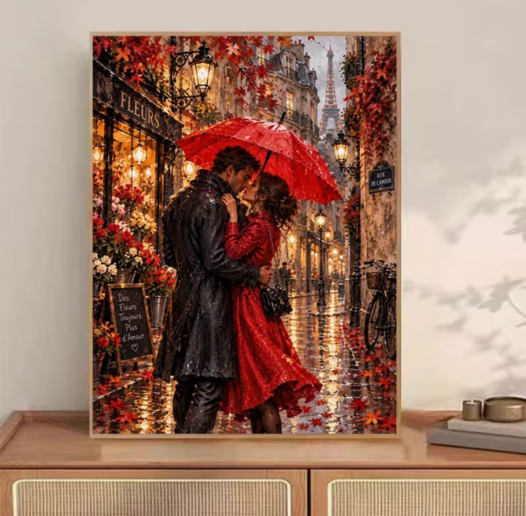 نقاشی با اعداد طرح قرار عاشقانه سایز 50*40