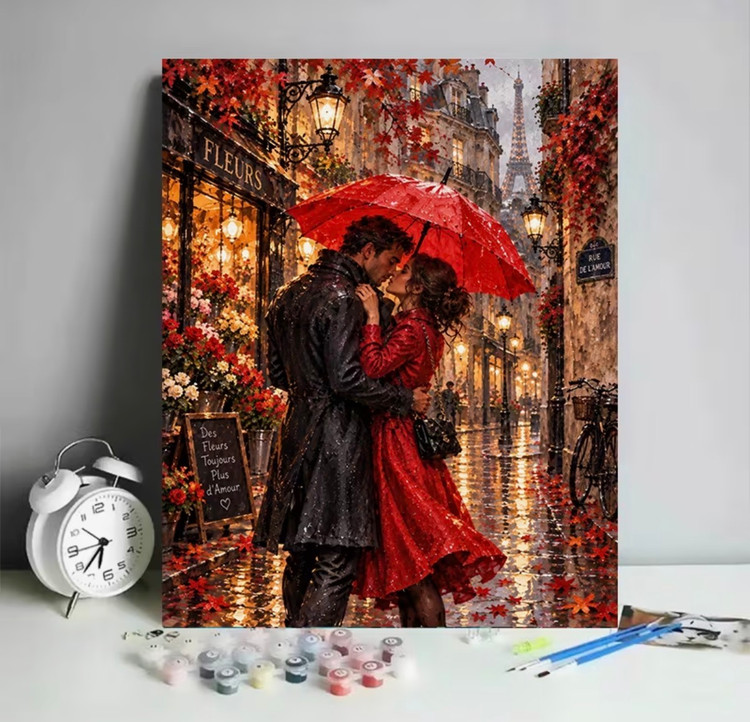 نقاشی با اعداد طرح قرار عاشقانه سایز 50*40