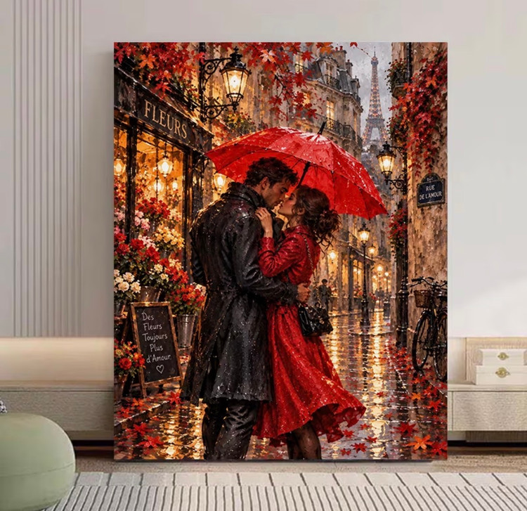 نقاشی با اعداد طرح قرار عاشقانه سایز 50*40