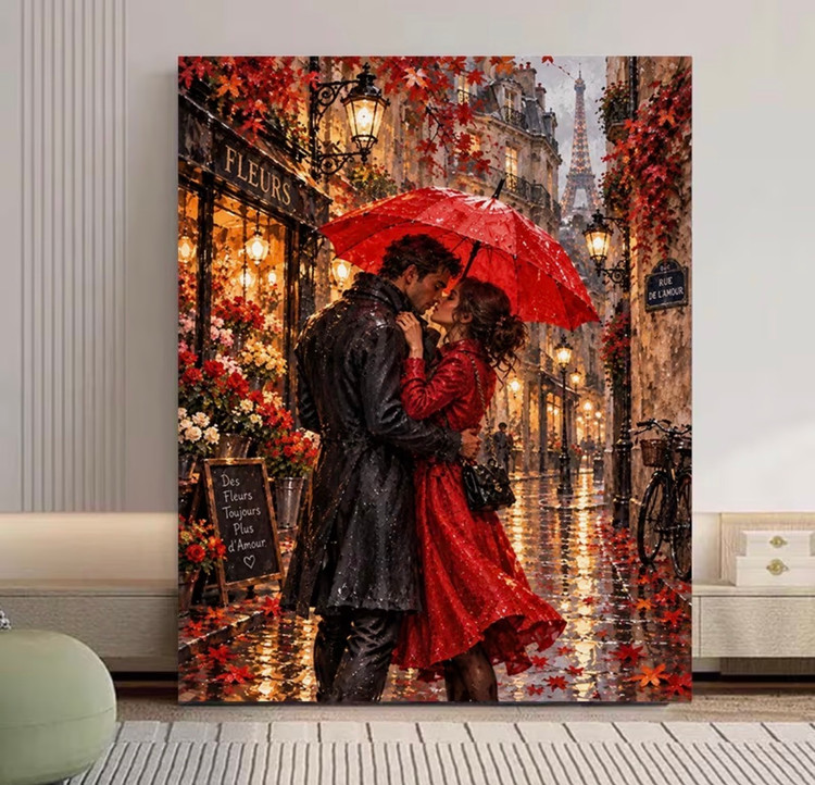نقاشی با اعداد طرح قرار عاشقانه سایز 50*40