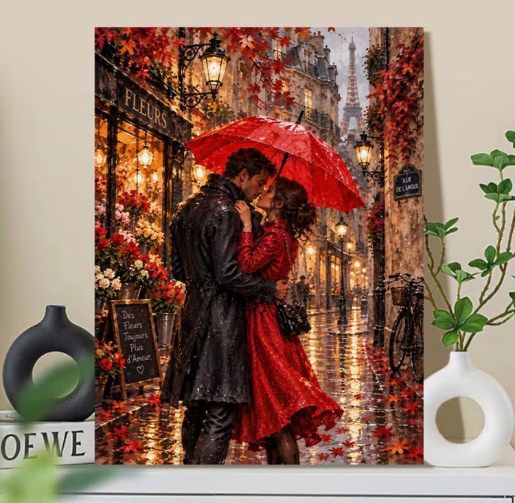نقاشی با اعداد طرح قرار عاشقانه سایز 50*40