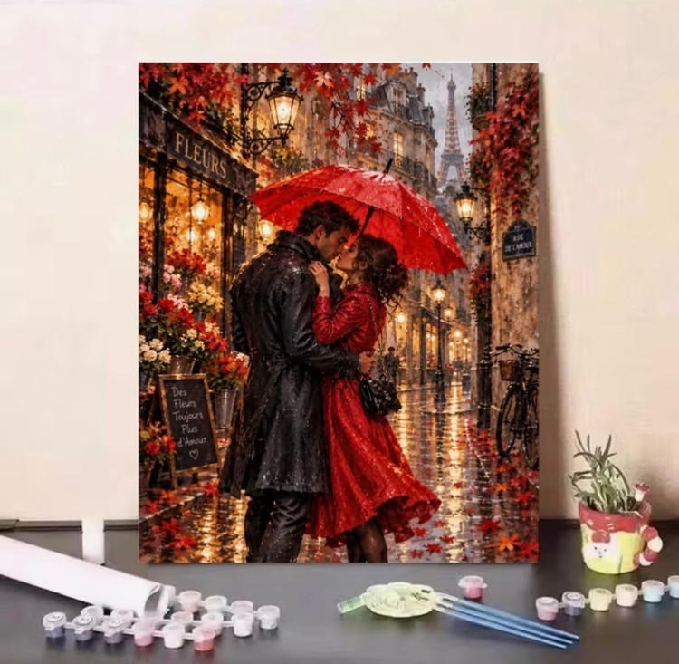 نقاشی با اعداد طرح قرار عاشقانه سایز 50*40