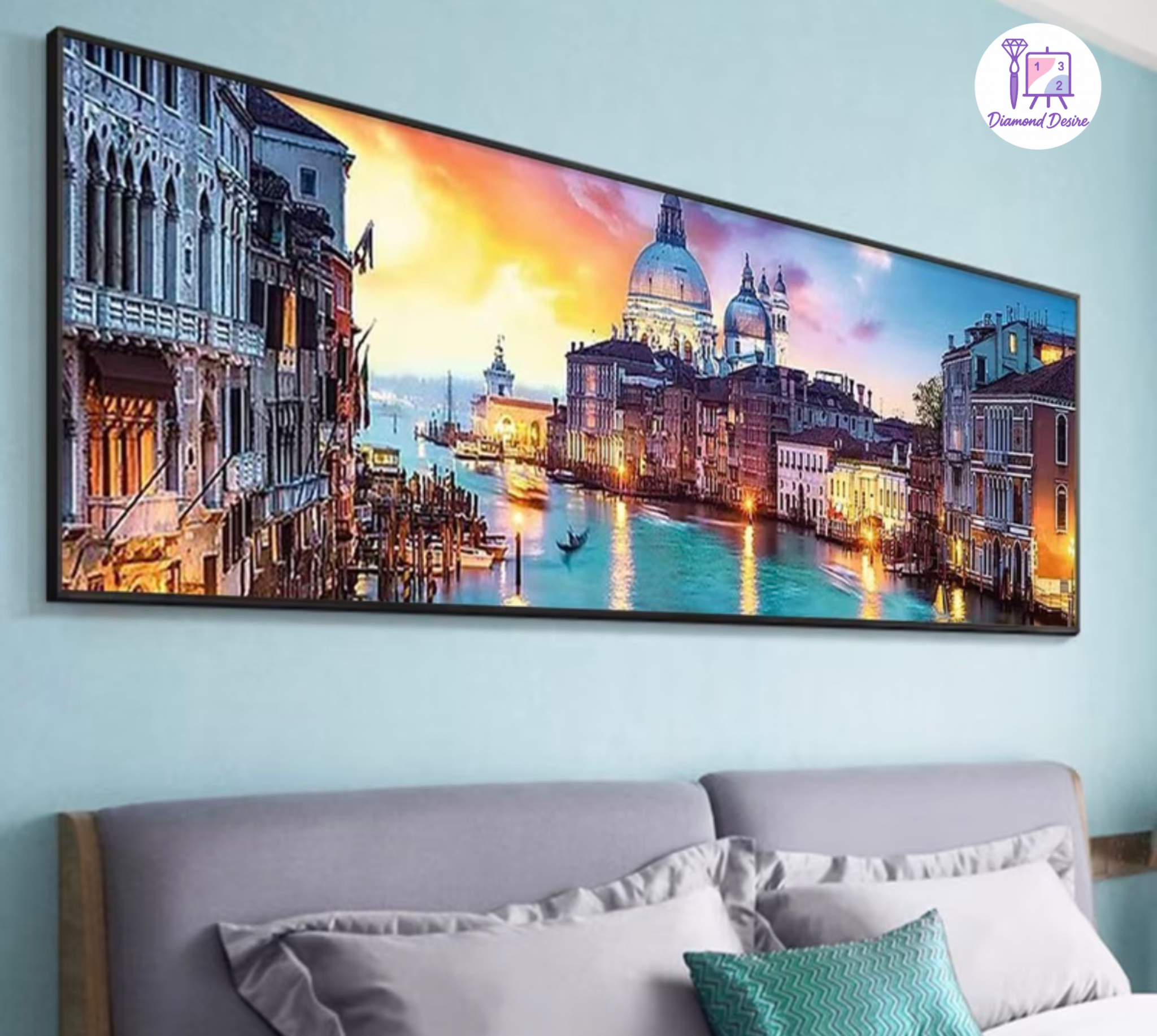 نقاشی با اعداد طرح غروب ونیز سایز 90*30