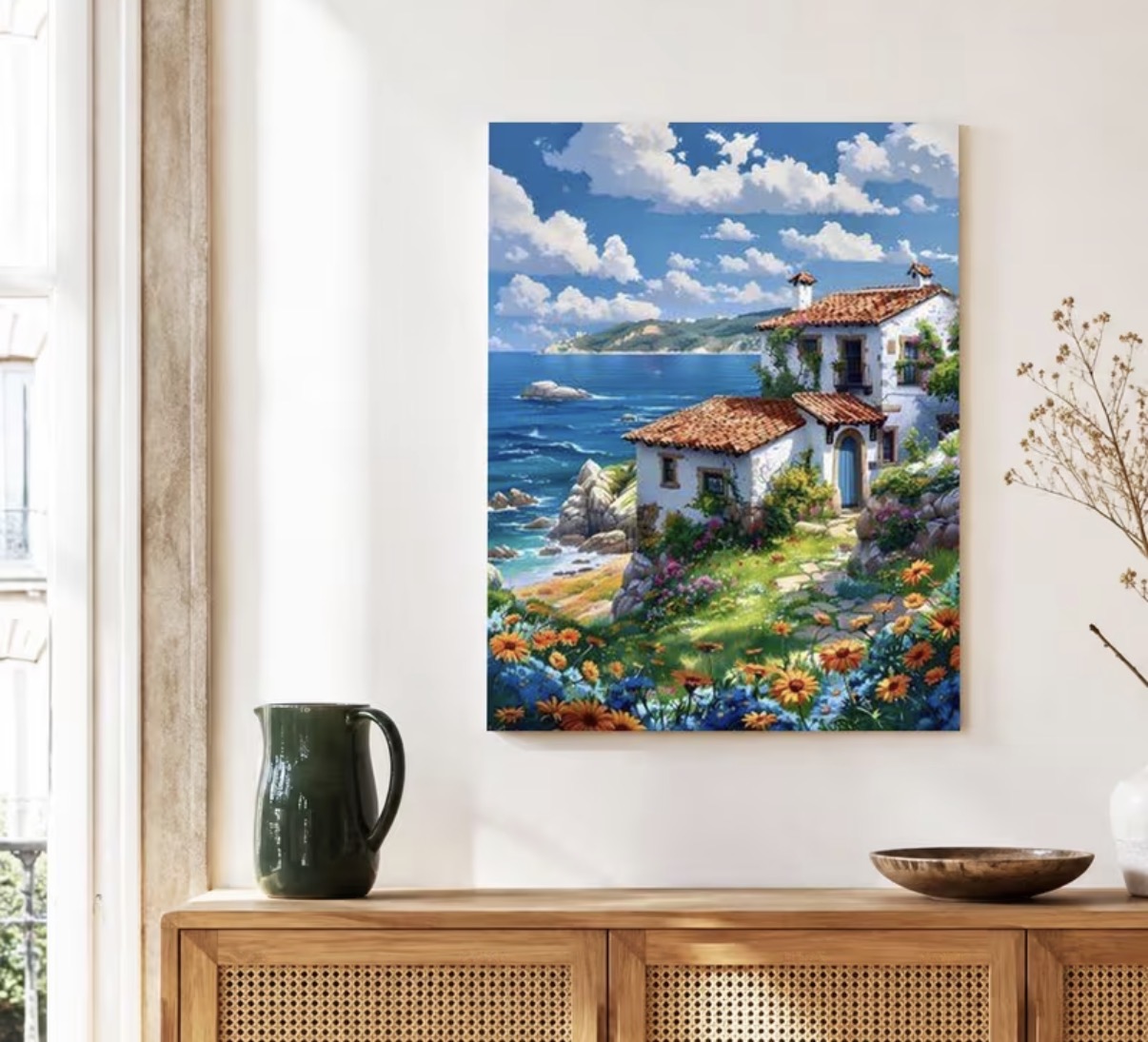 نقاشی. با اعداد طرح خانه ساحلی سایز 50*40