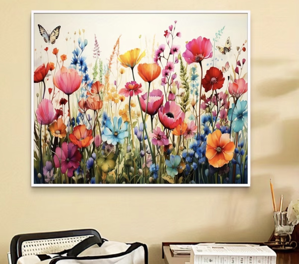 نقاشی با اعداد طرح گلهای رنگی سایز 50*40