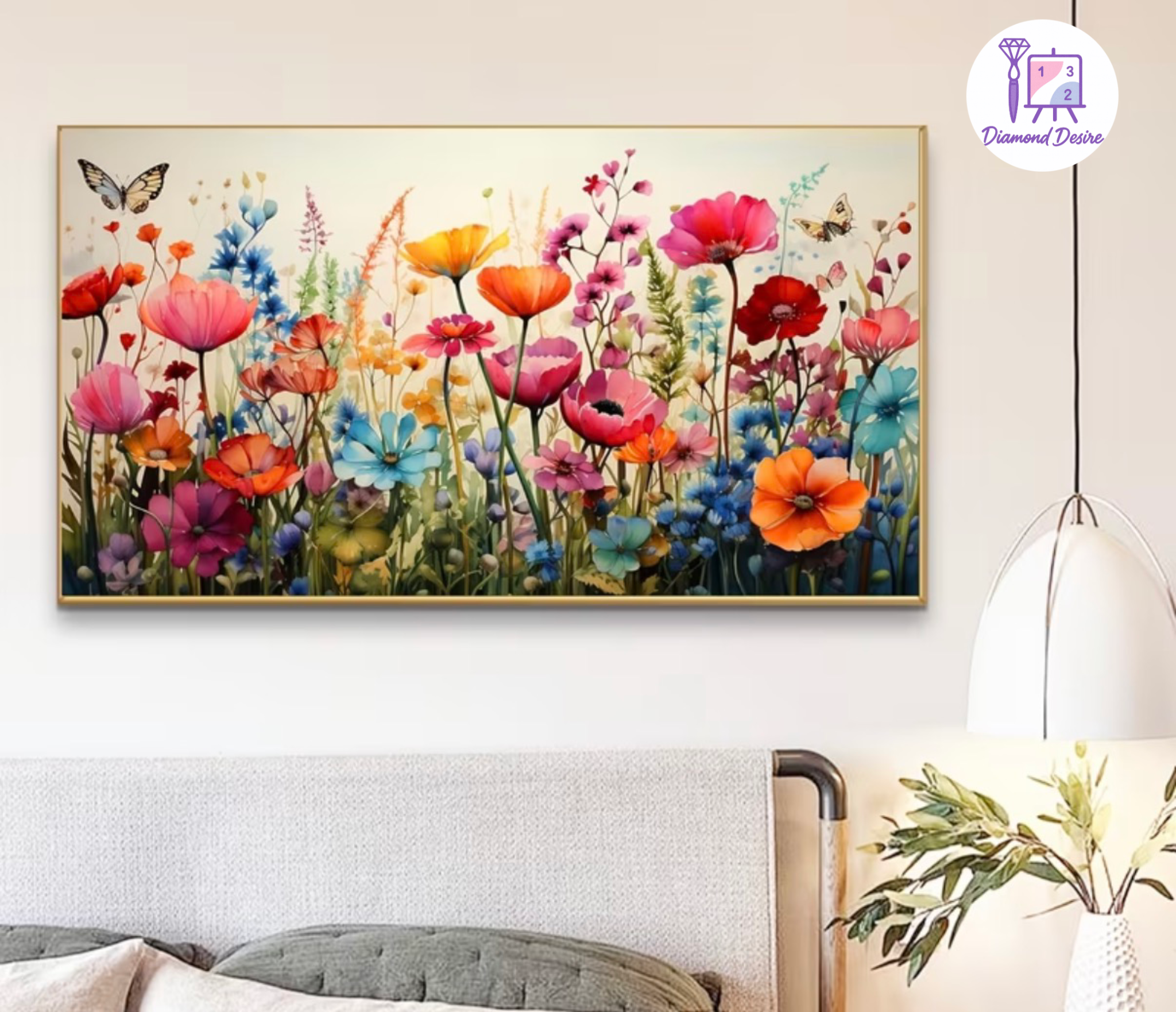 نقاشی با اعداد طرح گلهای رنگی سایز 50*40