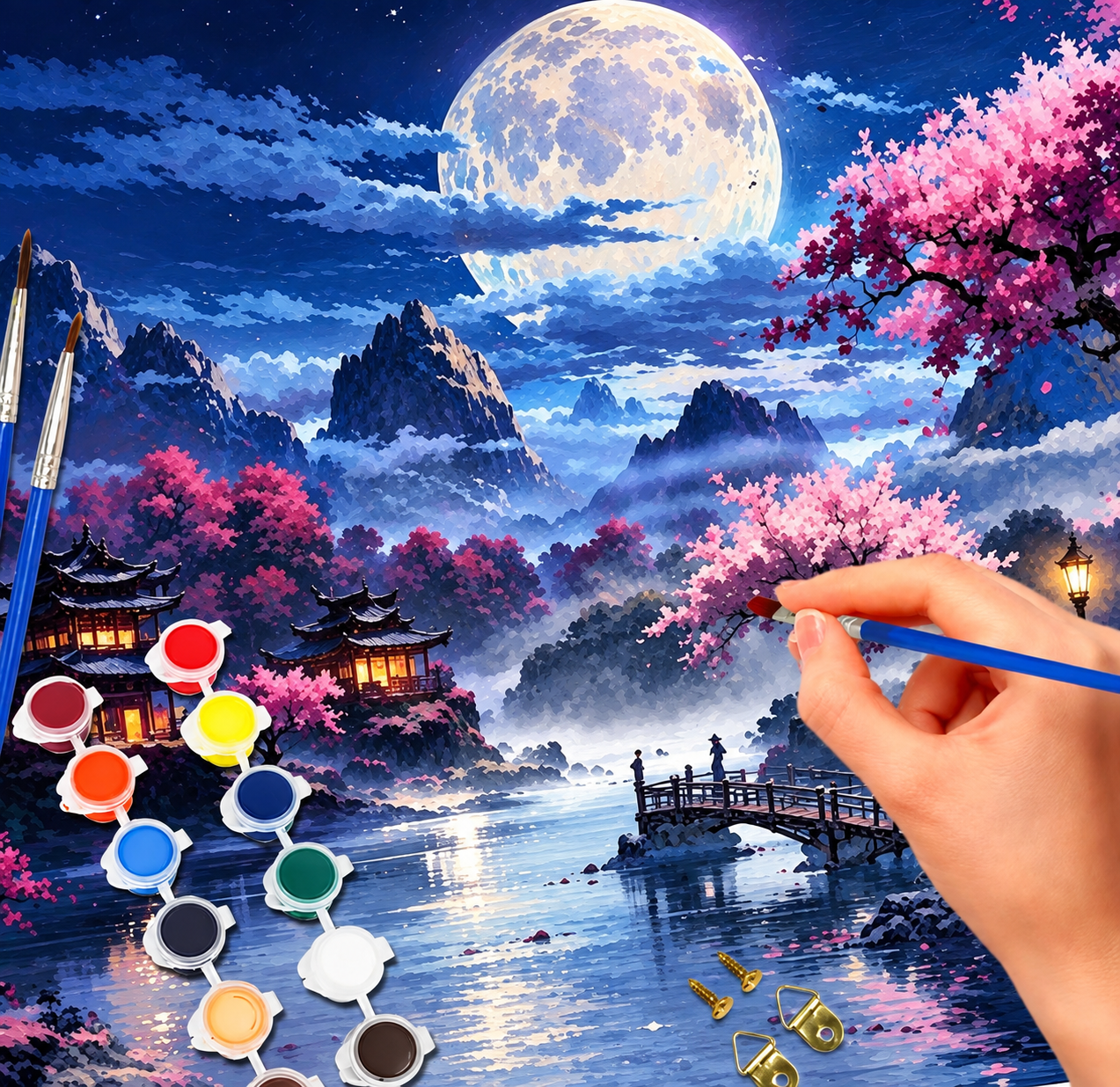 نقاشی با اعداد طرح شب ژاپن سایز 70*40