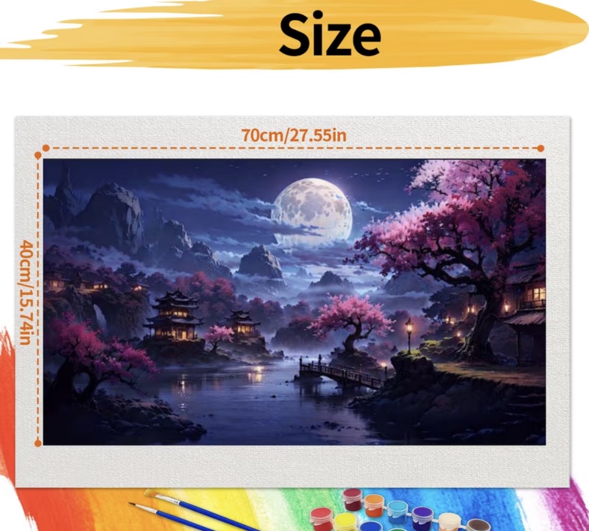 نقاشی با اعداد طرح شب ژاپن سایز 70*40