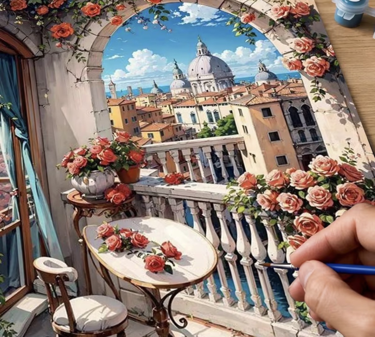 نقاشی با اعداد طرح بالکن ونیز سایز 50*40