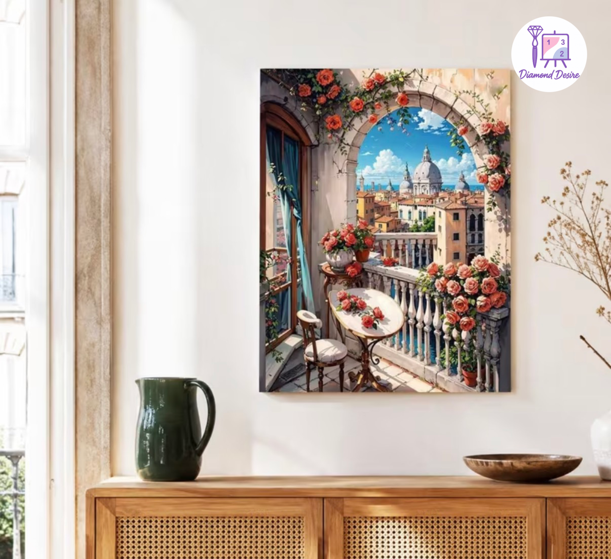 نقاشی با اعداد طرح بالکن ونیز سایز 50*40