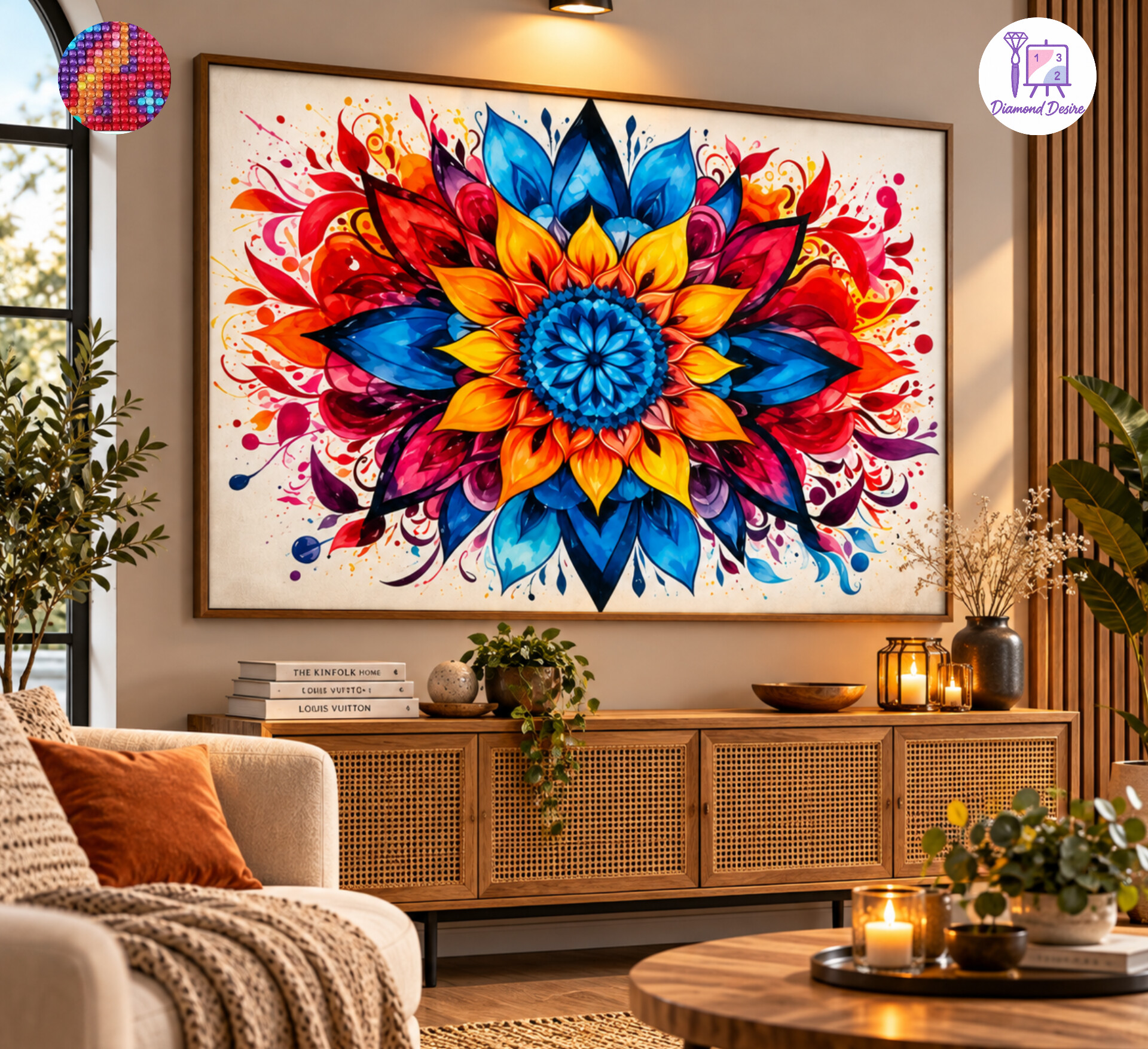 نقاشی الماسی طرح ماندلا سایز 50*40